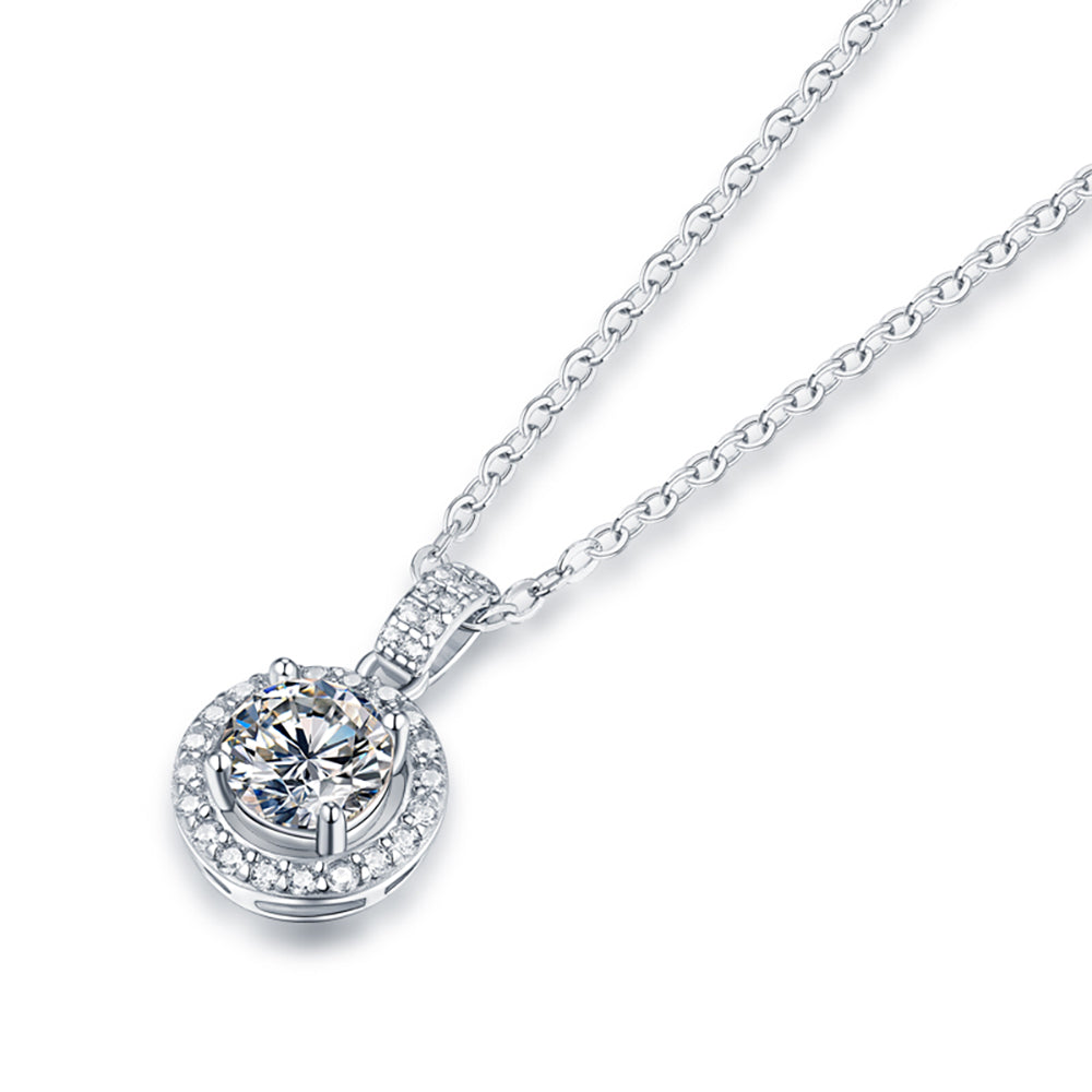 Radiate Beauty - Sparkling 1ct Moissanite Pendant on S925 Silver Chain(GZJZ-P9373-6.5)