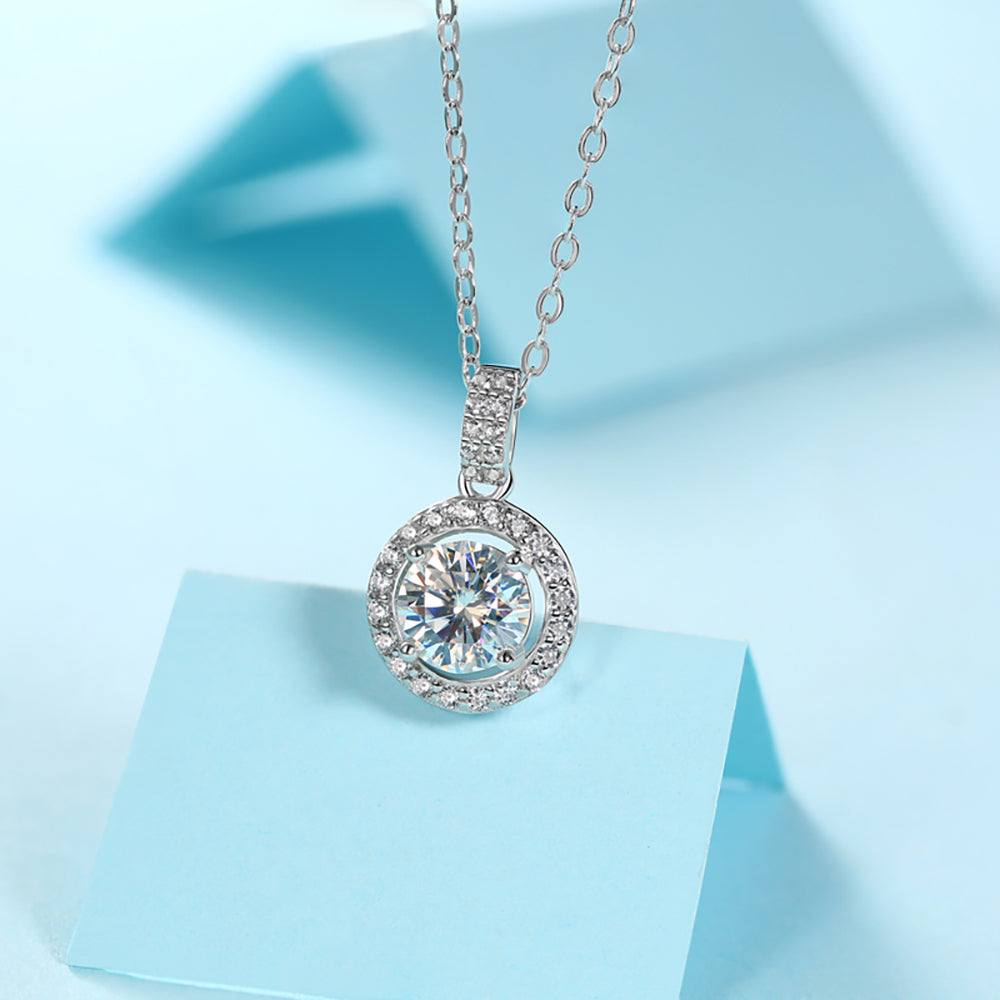 Radiate Beauty - Sparkling 1ct Moissanite Pendant on S925 Silver Chain(GZJZ-P9373-6.5)