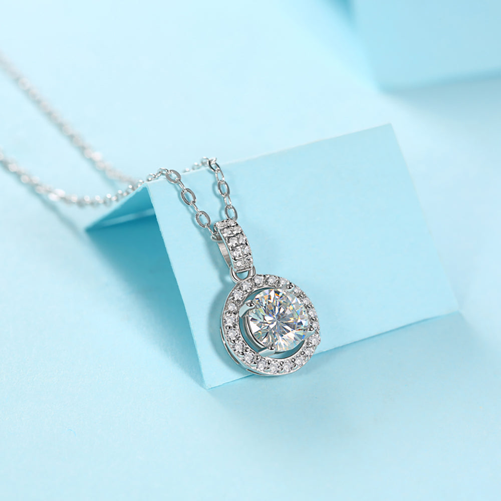 Radiate Beauty - Sparkling 1ct Moissanite Pendant on S925 Silver Chain(GZJZ-P9373-6.5)