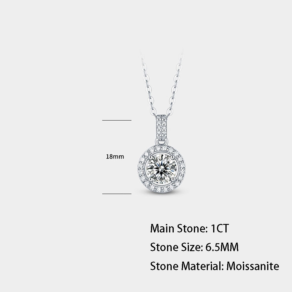 Radiate Beauty - Sparkling 1ct Moissanite Pendant on S925 Silver Chain(GZJZ-P9373-6.5)