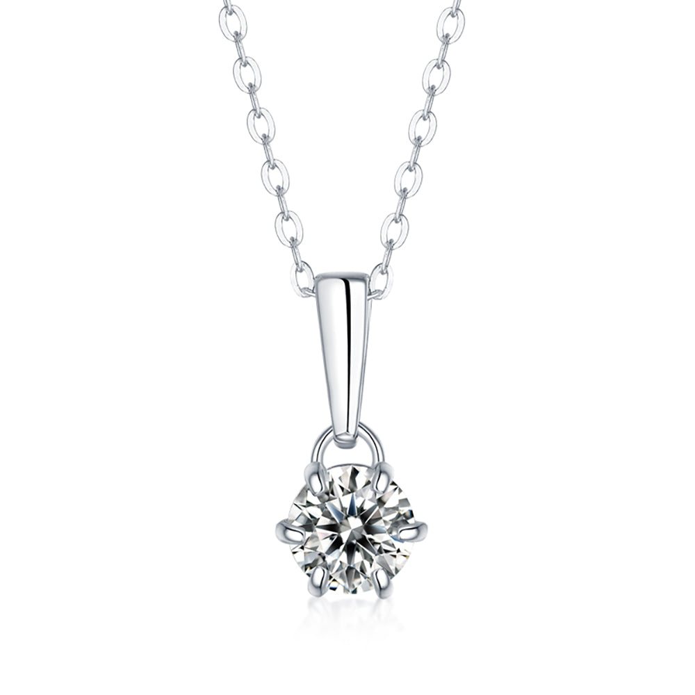 Moissanite Pendant on Sterling Silver Necklace Has Mesmerizing Radiance(GZJZ-P9532-6.5MM)