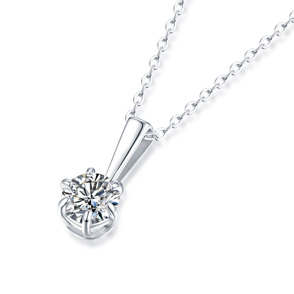 Moissanite Pendant on Sterling Silver Necklace Has Mesmerizing Radiance(GZJZ-P9532-6.5MM)