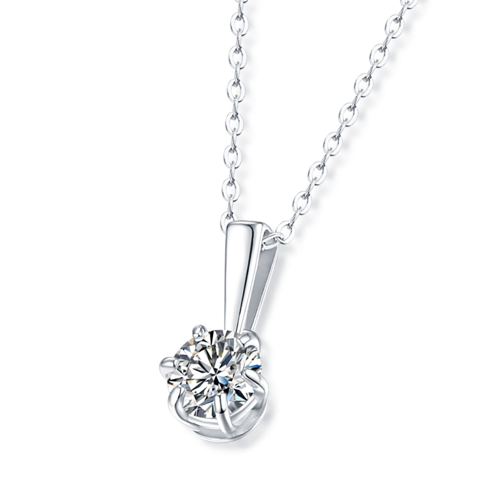 Moissanite Pendant on Sterling Silver Necklace Has Mesmerizing Radiance(GZJZ-P9532-6.5MM)