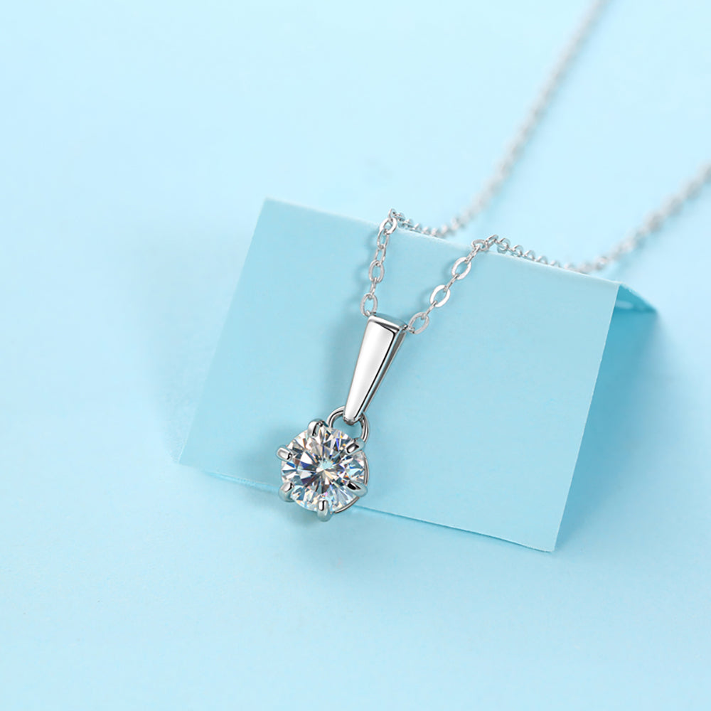 Moissanite Pendant on Sterling Silver Necklace Has Mesmerizing Radiance(GZJZ-P9532-6.5MM)