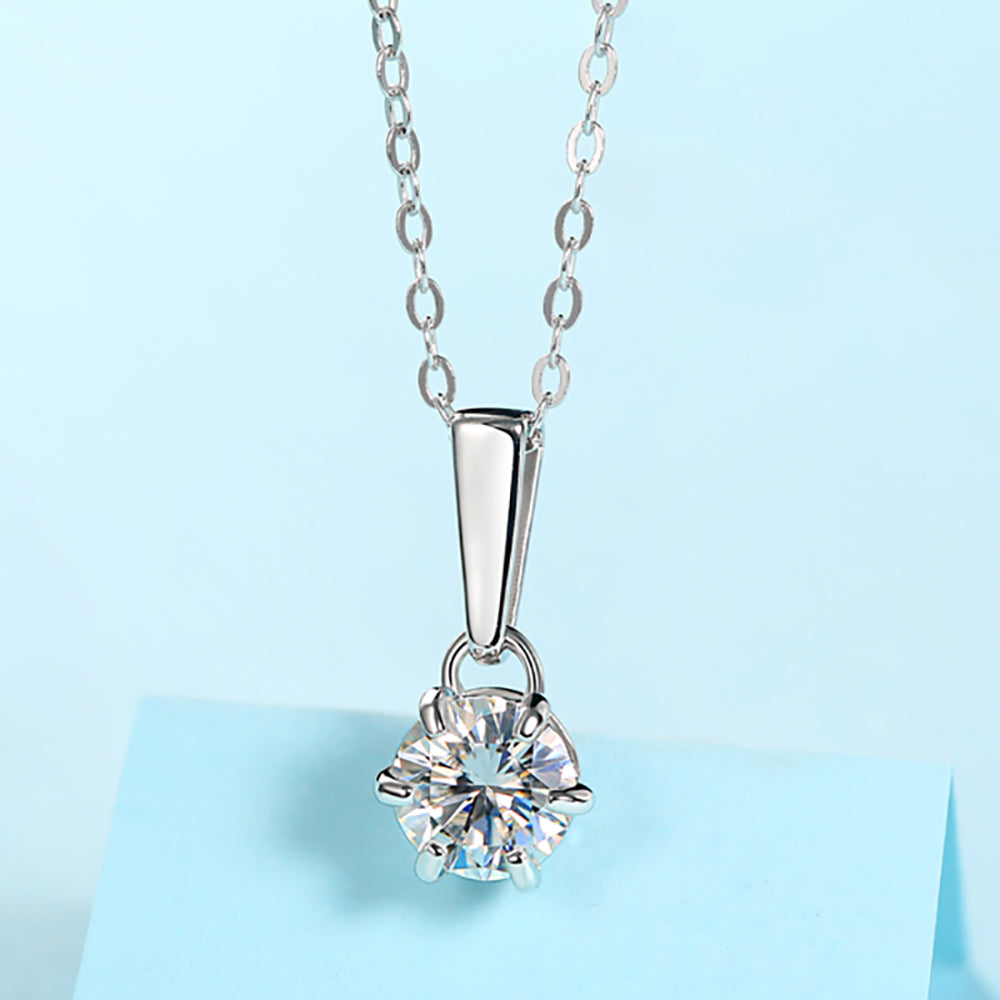 Moissanite Pendant on Sterling Silver Necklace Has Mesmerizing Radiance(GZJZ-P9532-6.5MM)