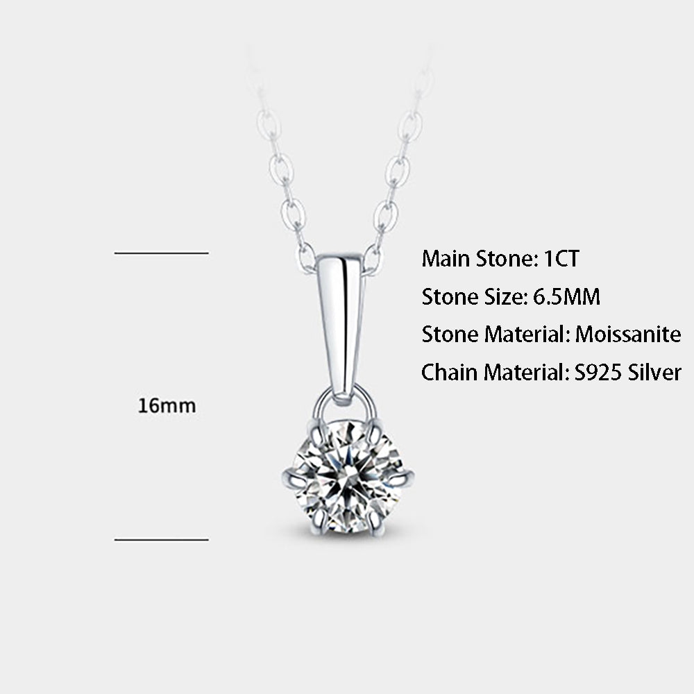 Moissanite Pendant on Sterling Silver Necklace Has Mesmerizing Radiance(GZJZ-P9532-6.5MM)