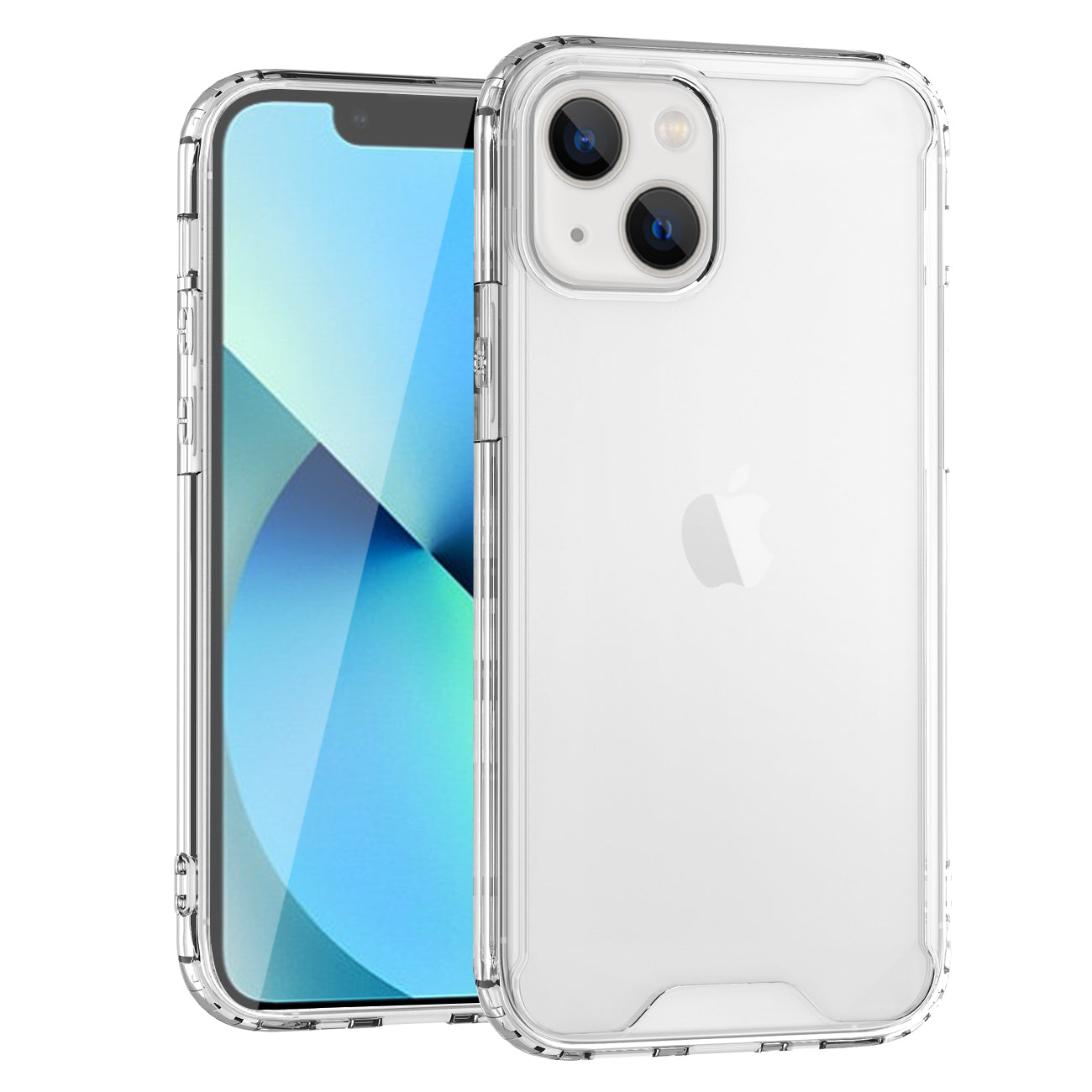 1 Set ( Case+Screen Protect) High Quality 2X Clean PC and TPU Bumper Case In Clear For Apple iPhone 13+APPLE IPHONE 13/13 PRO 6.1 INCH 2.5D Super Durable Glass