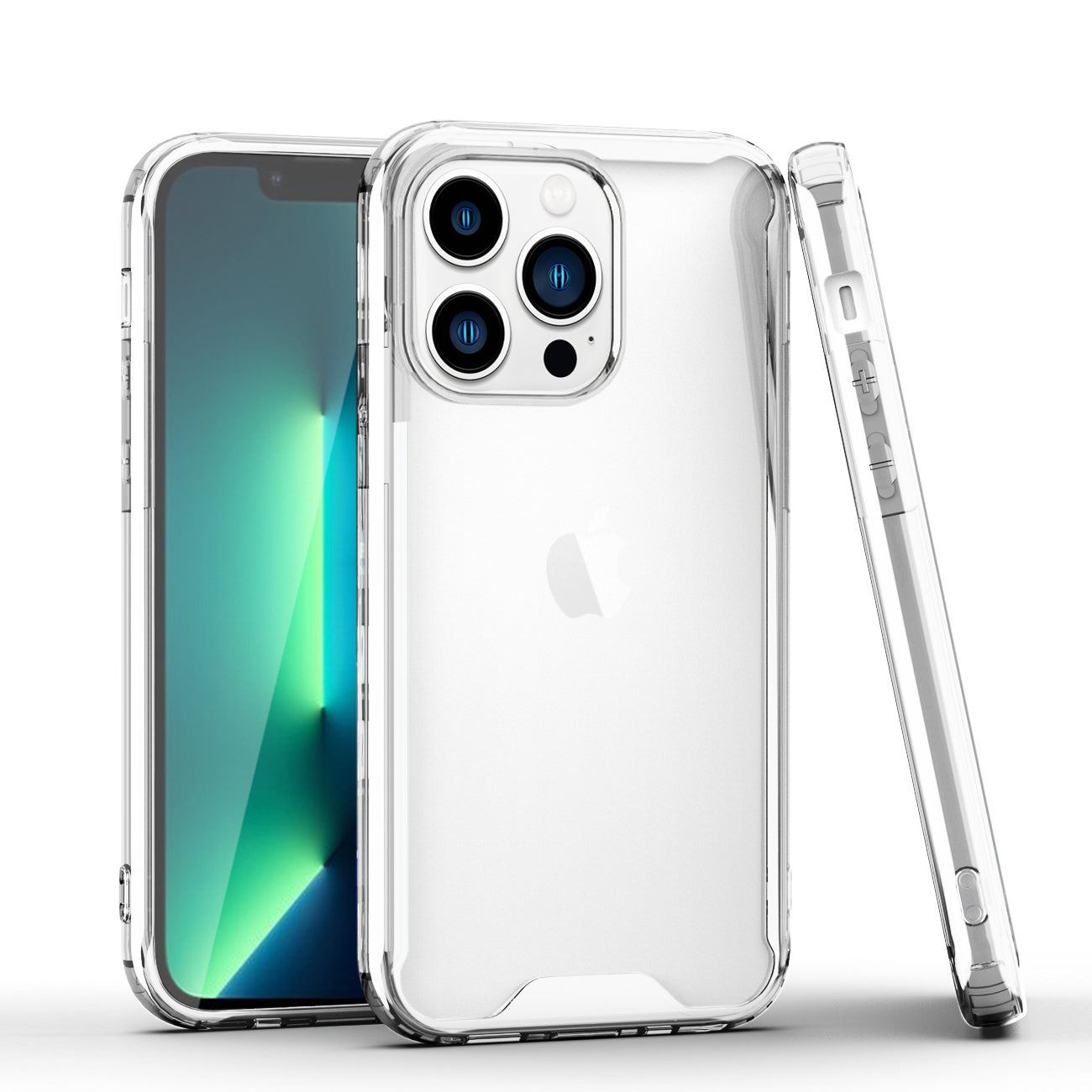 1 Set ( Case+Screen Protect) High Quality 2X Clean PC and TPU Bumper Case In Clear For Apple iPhone 13 Pro+APPLE IPHONE 13/13 PRO 6.1 INCH 2.5D Super Durable Glass