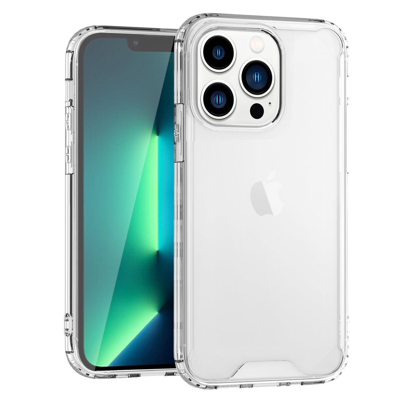 1 Set ( Case+Screen Protect) High Quality 2X Clean PC and TPU Bumper Case In Clear For Apple iPhone 13 Pro+APPLE IPHONE 13/13 PRO 6.1 INCH 2.5D Super Durable Glass