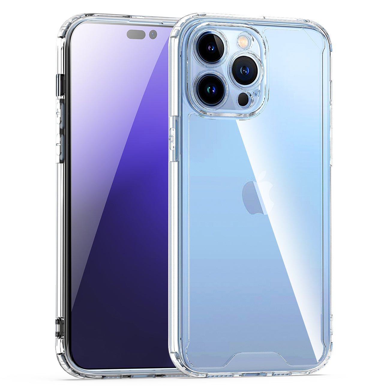 1 set( Case+Screen Glass)High Quality 2X Clean PC and TPU Bumper Case In Clear For Apple iPhone 14 Pro+APPLE IPHONE 14 PRO 2.5D Super Durable Glass