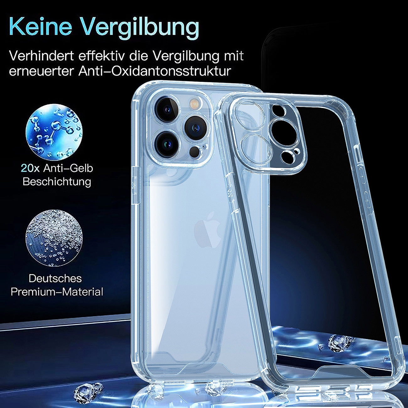 1 set( Case+Screen Glass)High Quality 2X Clean PC and TPU Bumper Case In Clear For Apple iPhone 14 Pro+APPLE IPHONE 14 PRO 2.5D Super Durable Glass