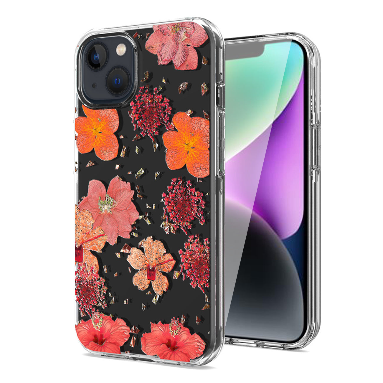 Pressed dried flower Design Phone case For iPhone 14 /13