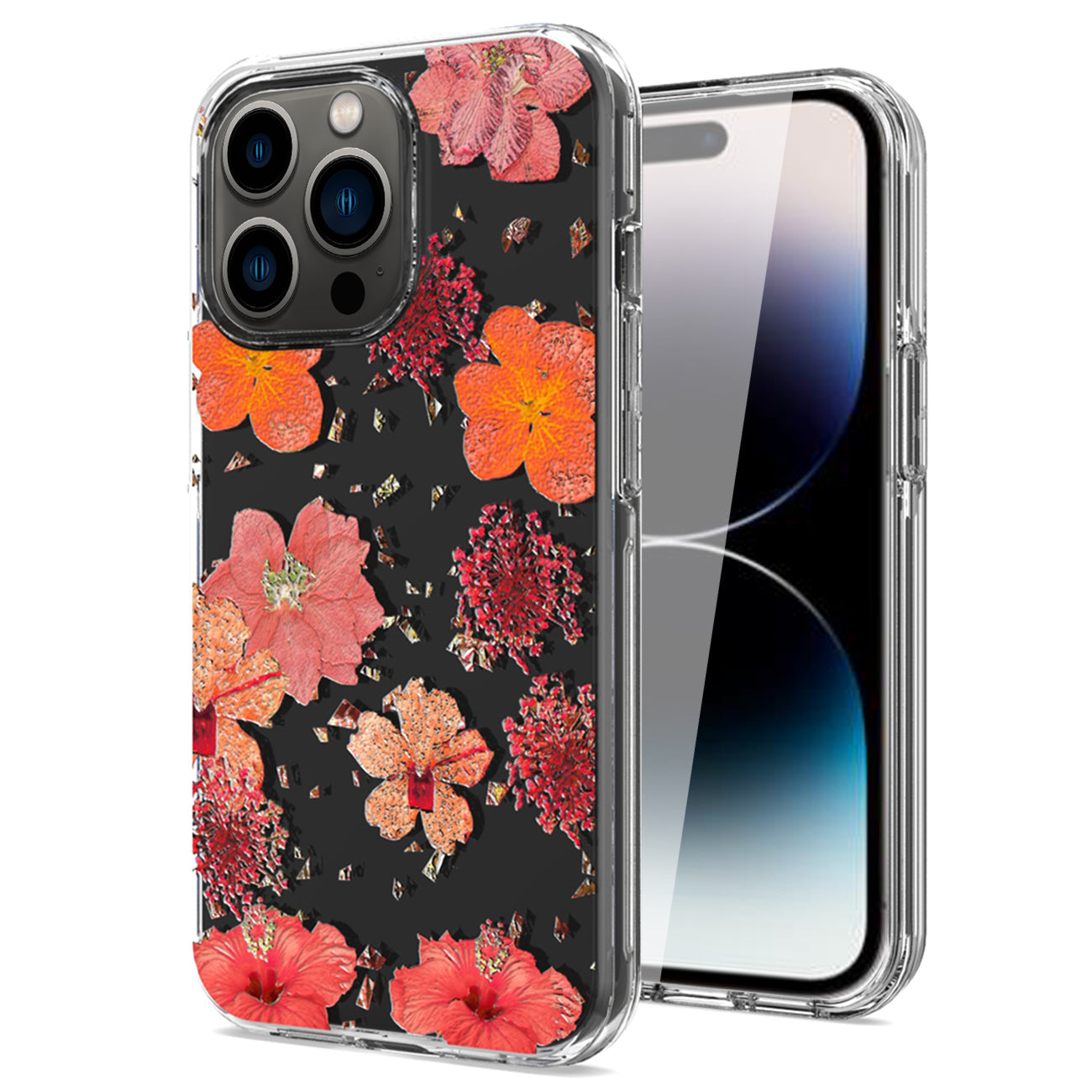 Pressed dried flower Design Phone case For iPhone 14 Pro