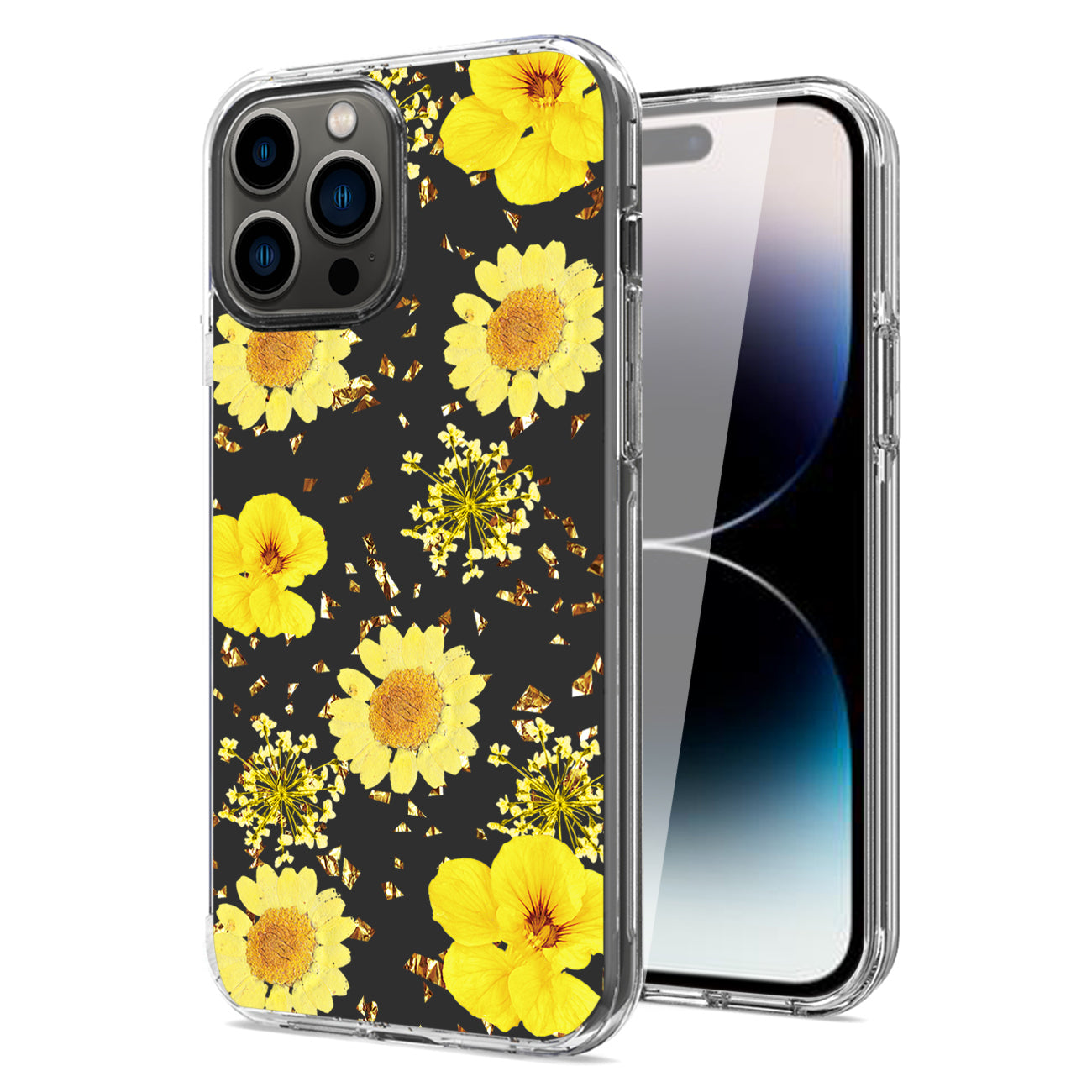 Pressed dried flower Design Phone case For iPhone 14 Pro