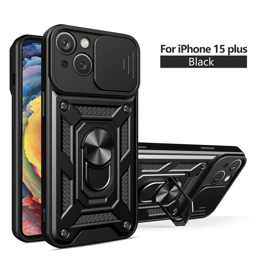 Kickstand Ring Holder with Camera Cover TPU Magnetic Car Mount for IPHONE 15 PLUS