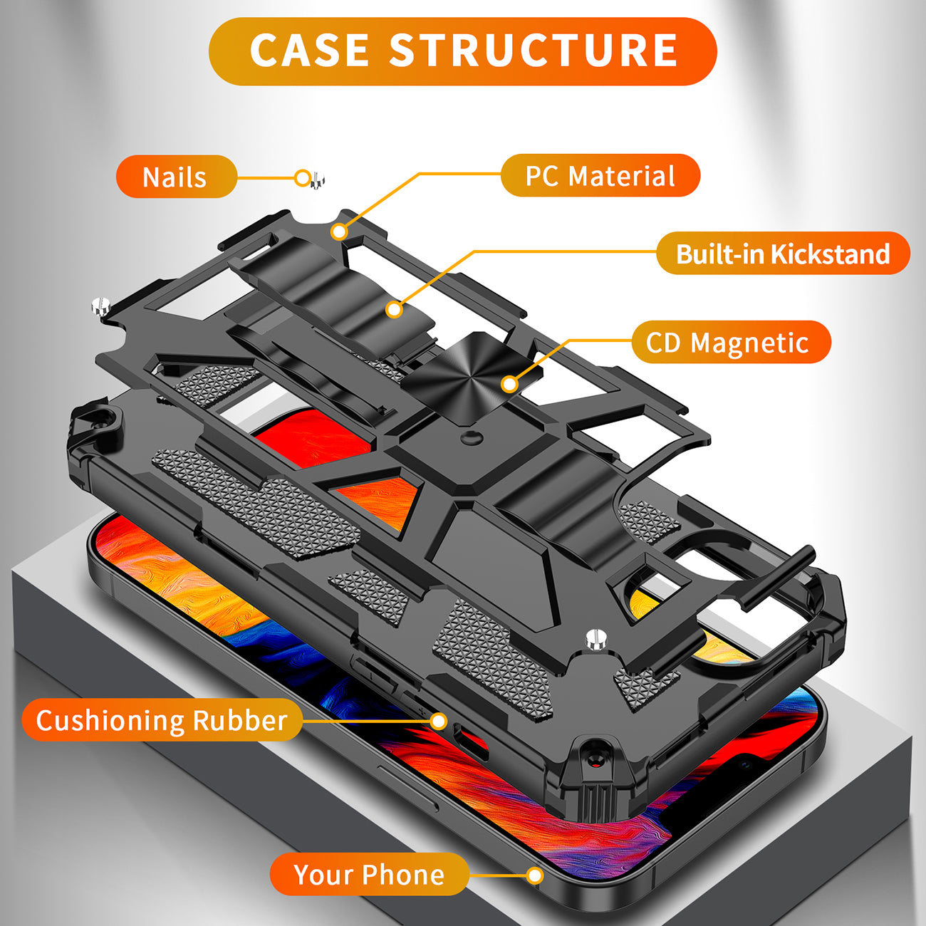 Built-in Kickstand TPU Case with Magnetic Mount for APPLE IPHONE 14