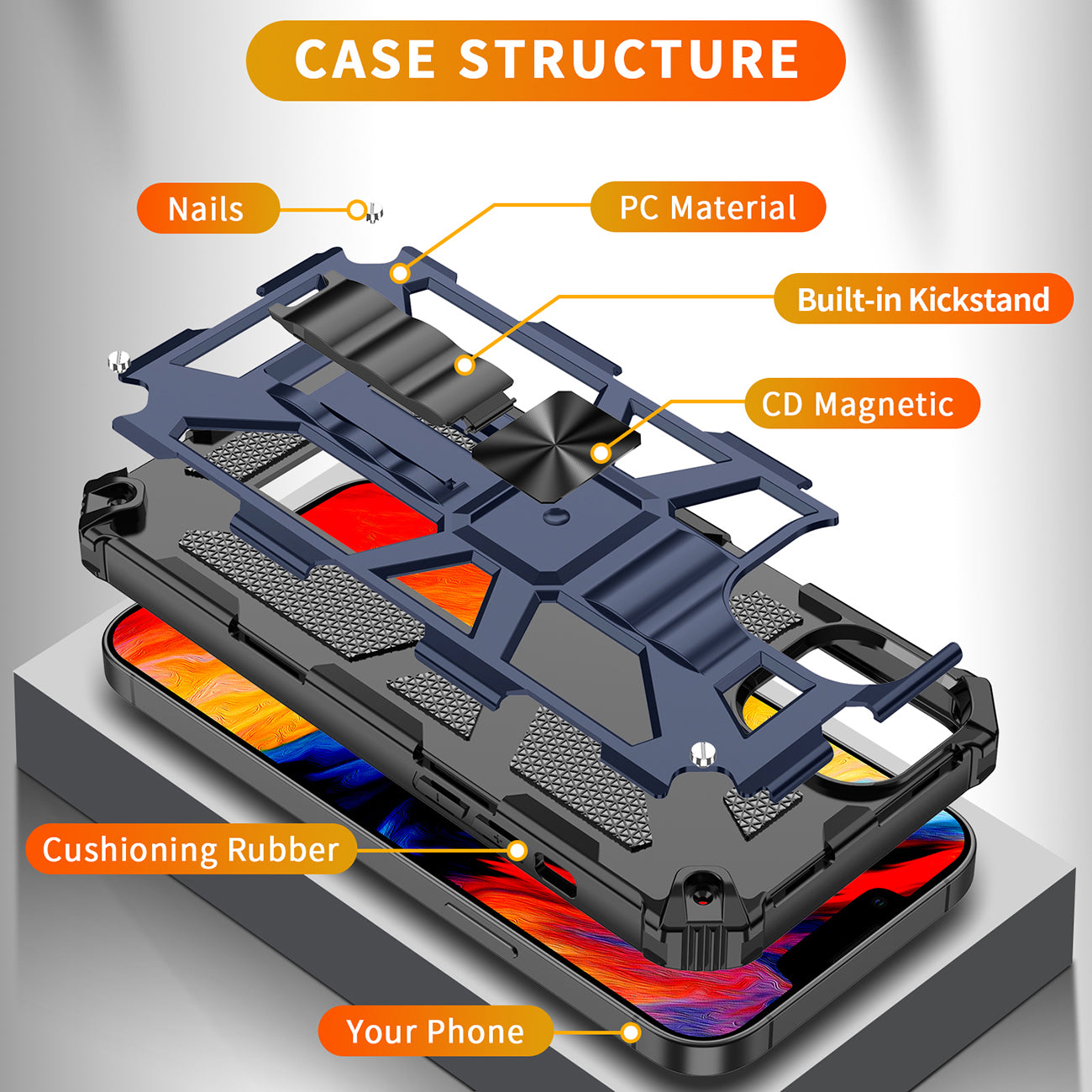 Built-in Kickstand TPU Case with Magnetic Mount for APPLE IPHONE 14