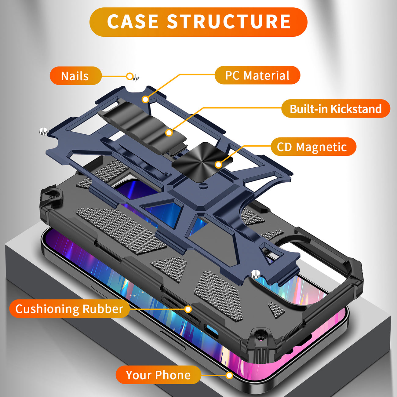 Built-in Kickstand TPU Case with Magnetic Mount for APPLE IPHONE 14 PRO MAX