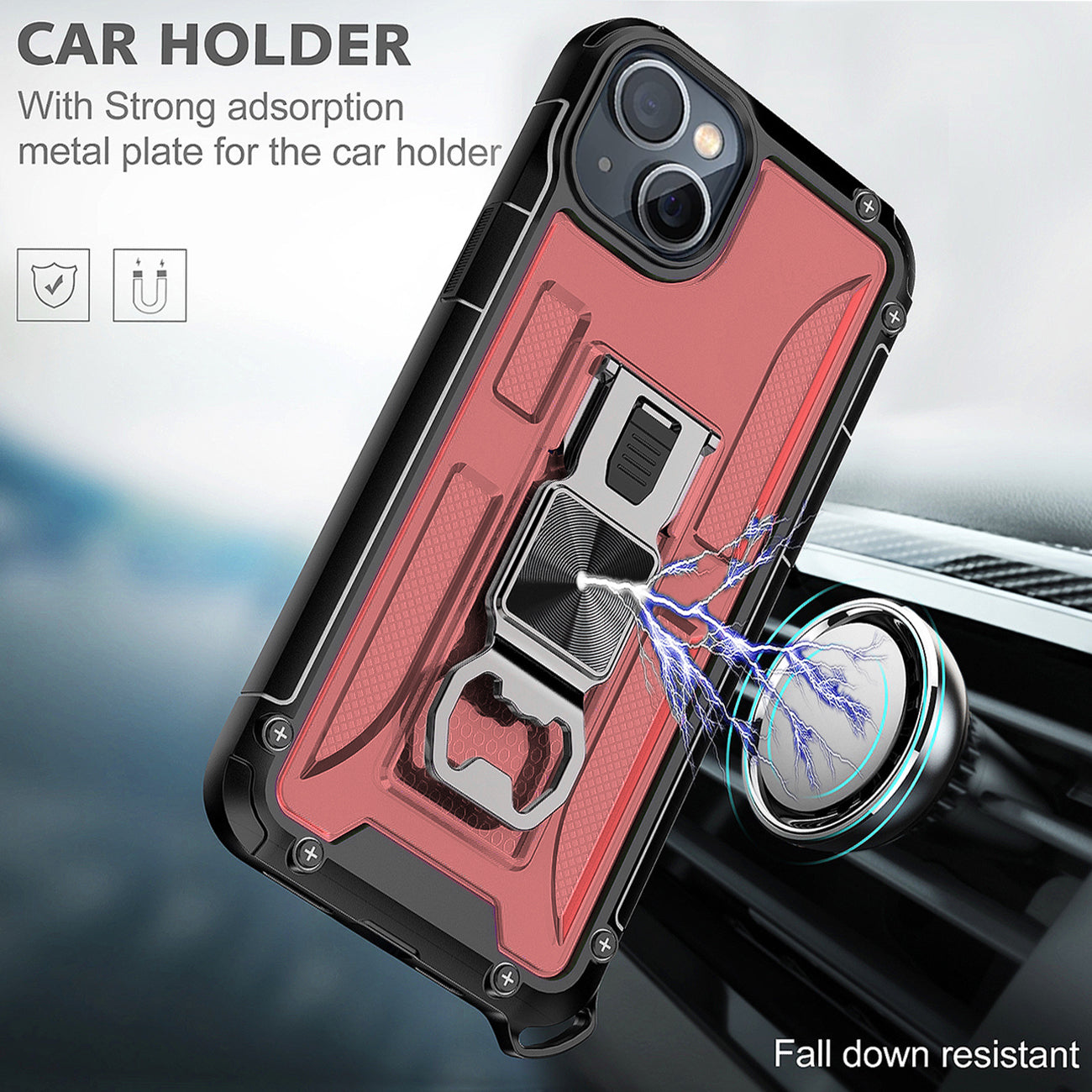 Kickstand Ring Holder/Bottle Opener with Magnetic Car Mount for IPHONE 14