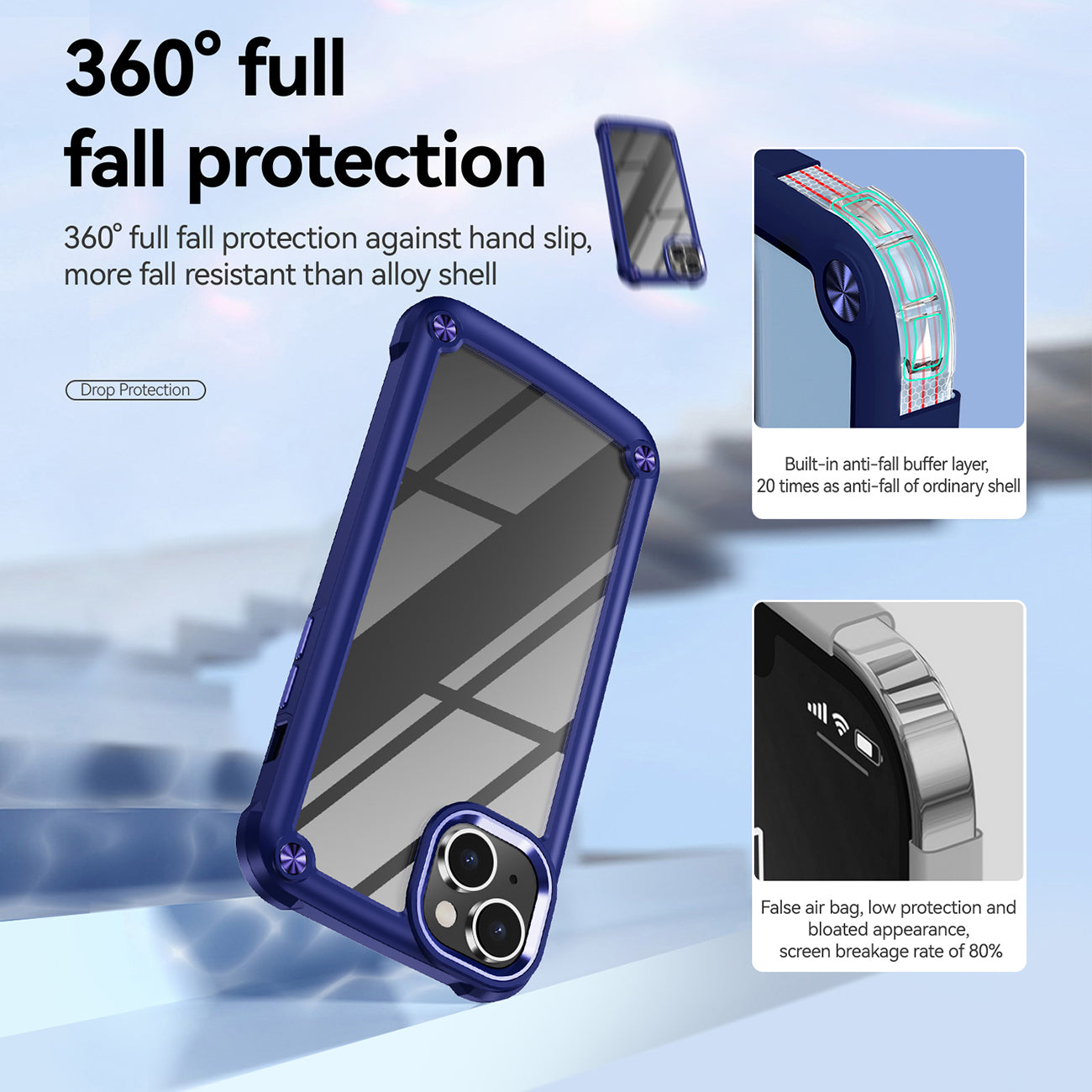 High Quality Clean PC,TPU and Metal Bumper Case For iPhone 14