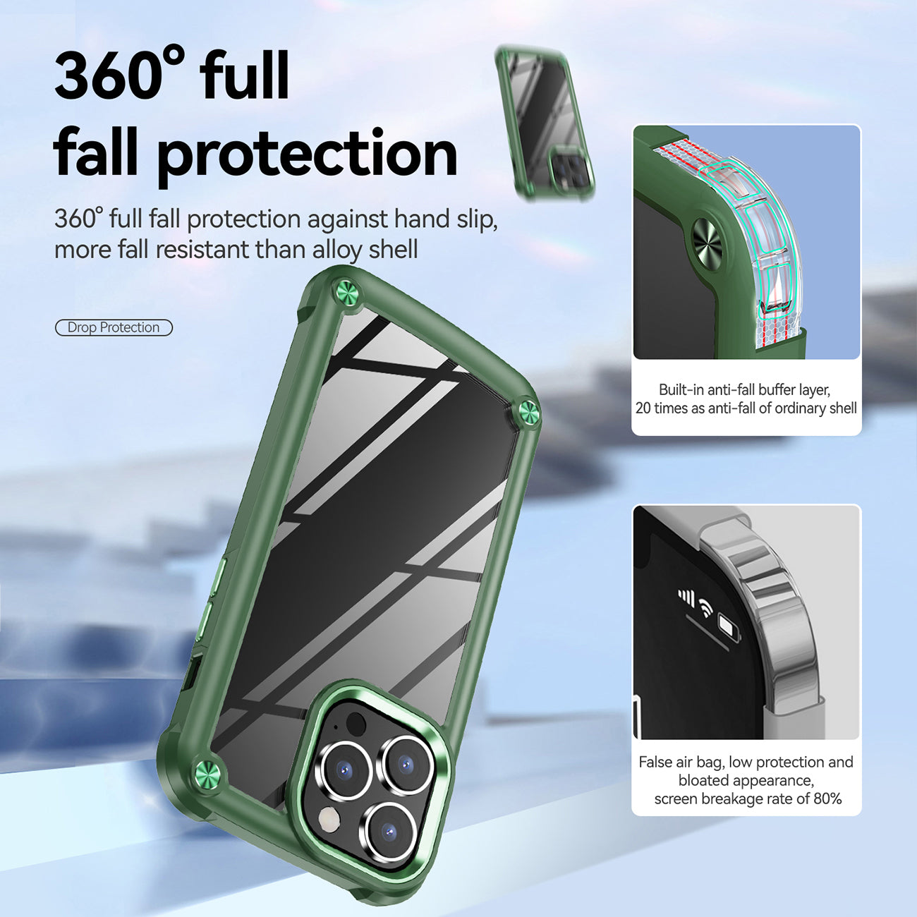 High Quality Clean PC,TPU and Metal Bumper Case For iPhone 14 PRO