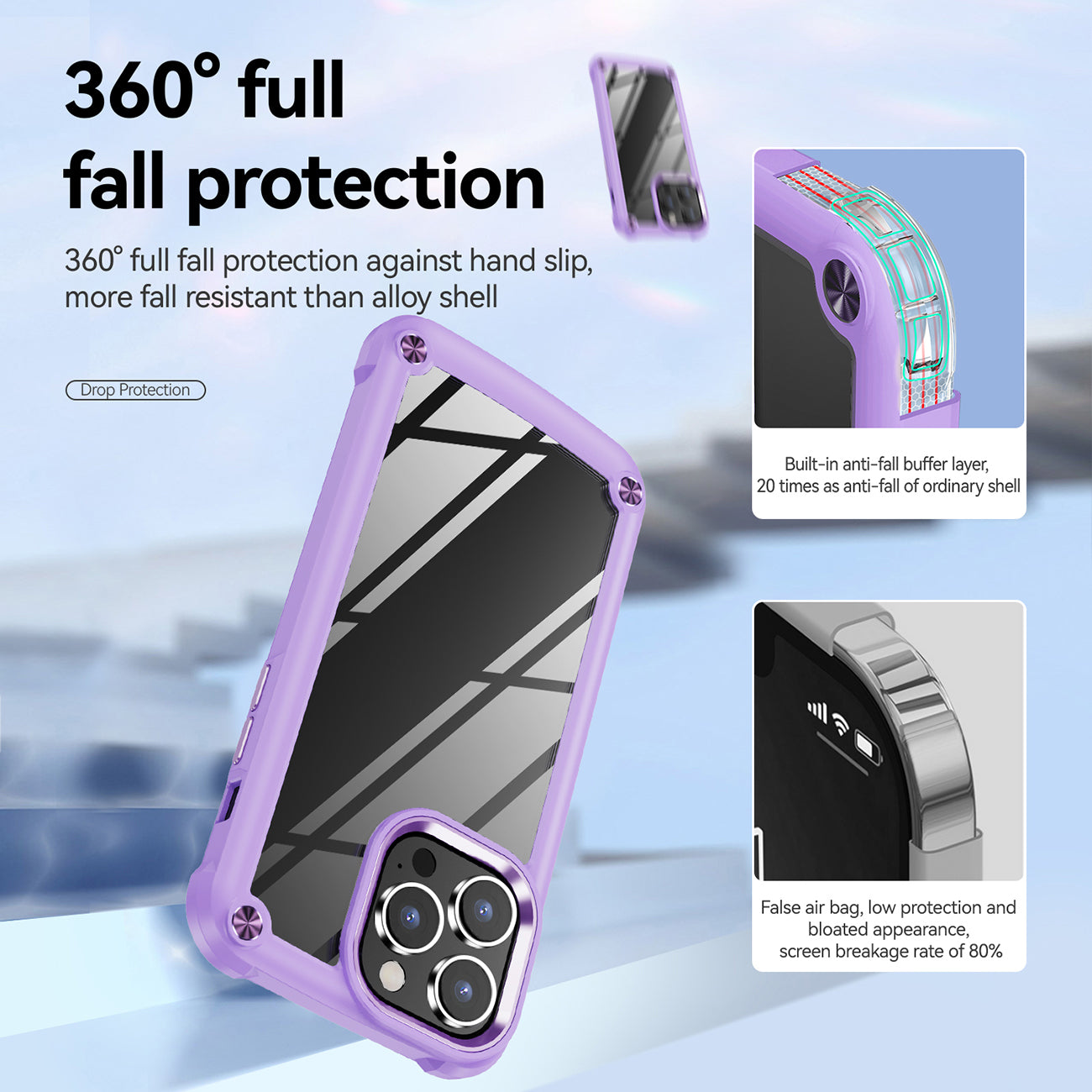 High Quality Clean PC,TPU and Metal Bumper Case For iPhone 14 PRO MAX