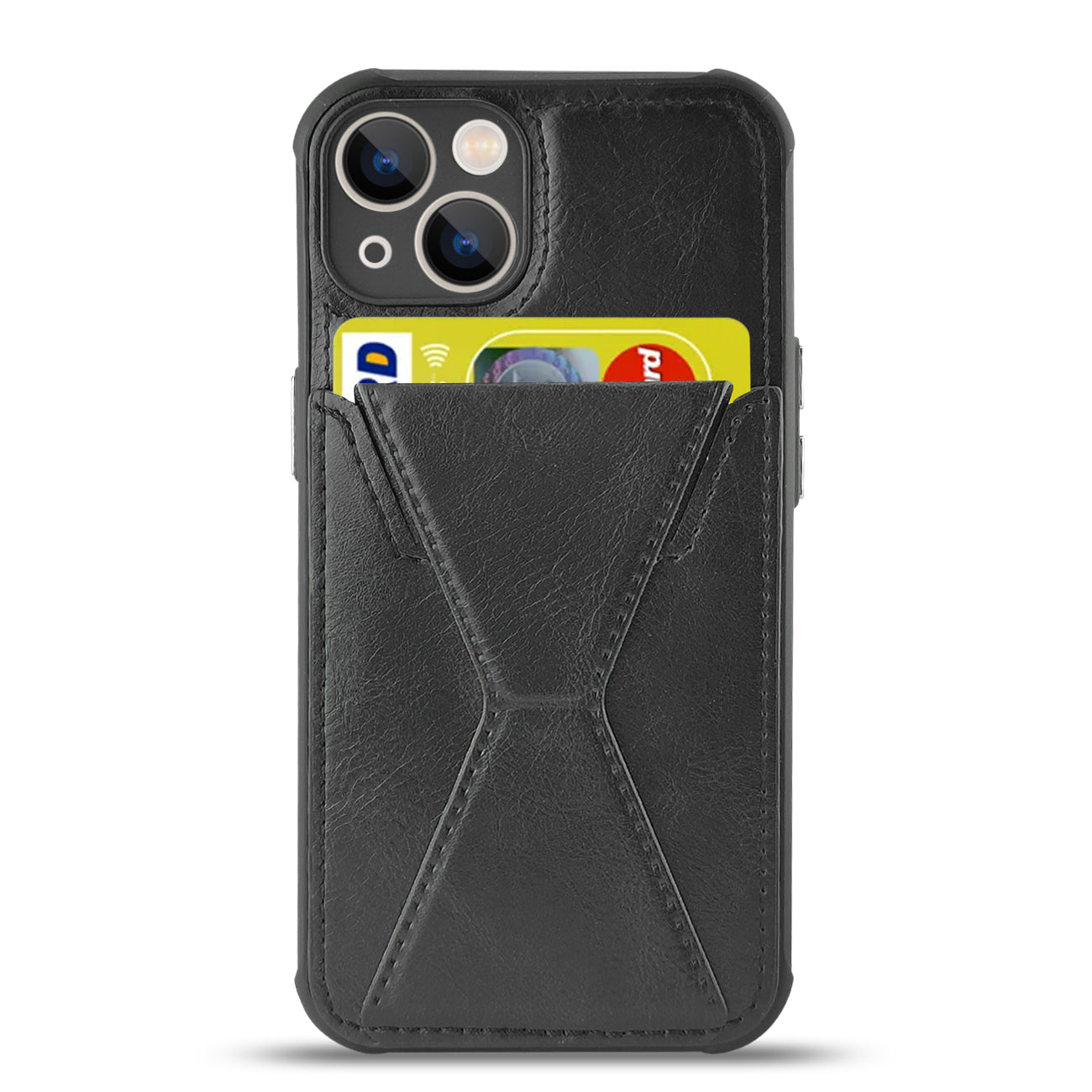 TPU Leather Phone Case for Apple iPhone 14 with Card Holder Strap