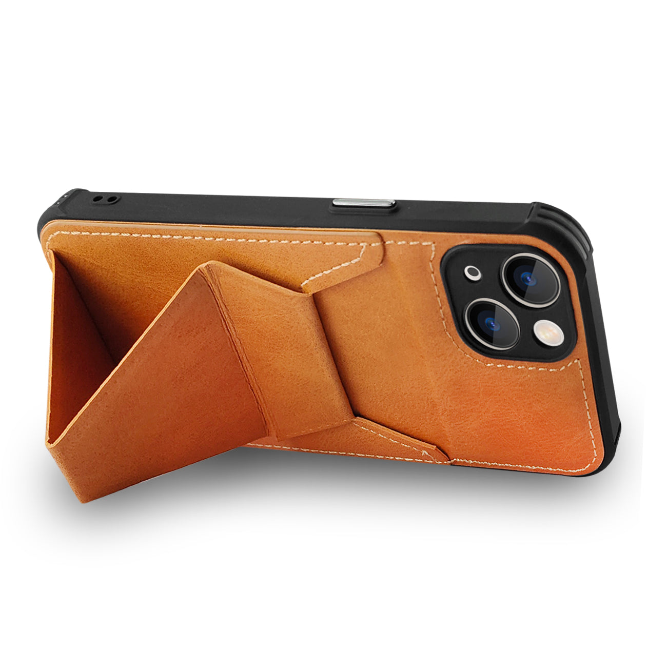 TPU Leather Phone Case for Apple iPhone 14 with Card Holder Strap