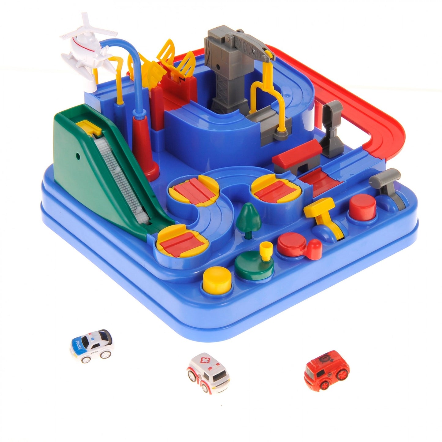 Race Track Vehicle Obstacle Course And Puzzle Playset For Kids