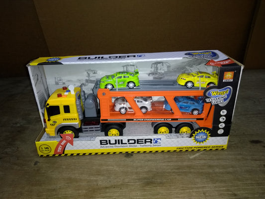 1:16 2-In-1 Friction Powered Transporter Truck With Lights And Sounds