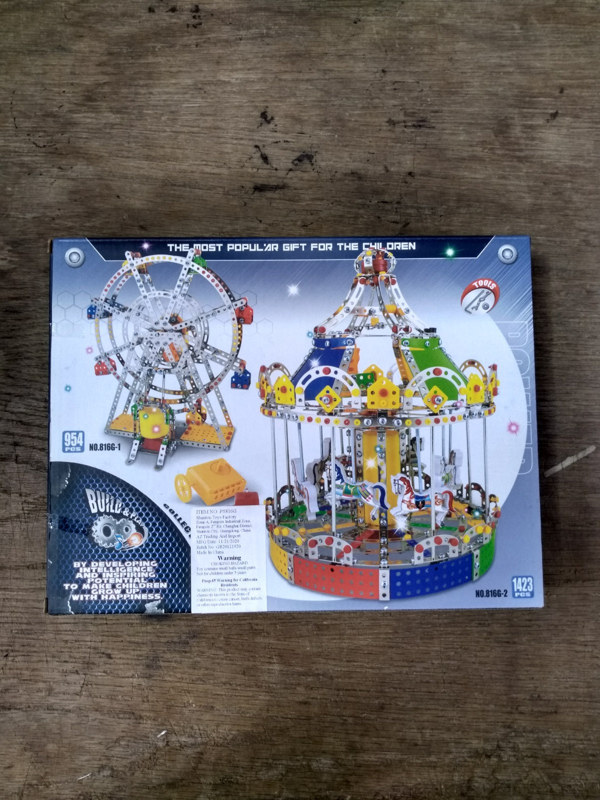 Metal Toy Ferris Wheel Model Building Kit With Lights And Music