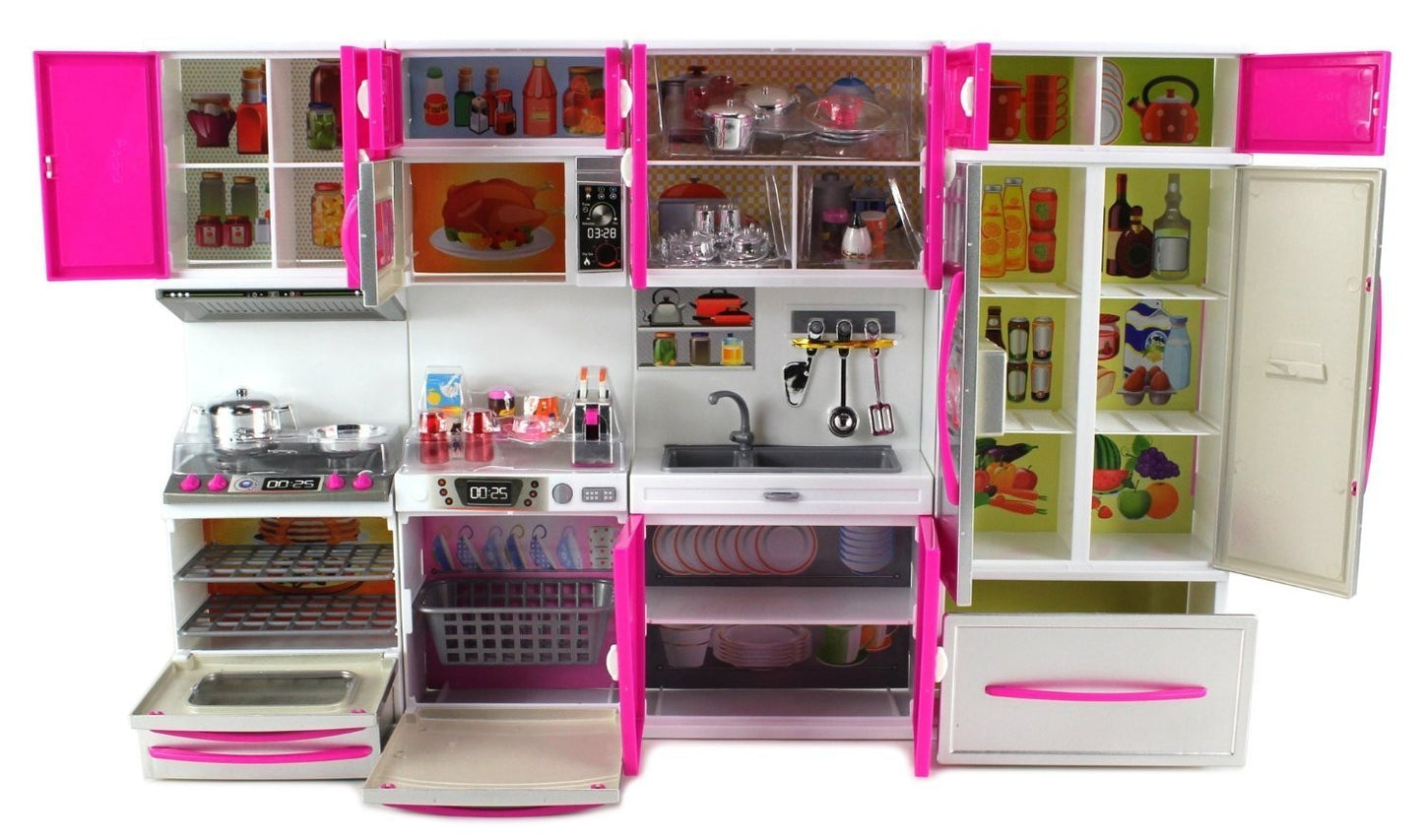 My Modern Kitchen Full Deluxe Kit Battery Operated Kitchen Playset : Refrigerator, Stove, Sink, Microwave