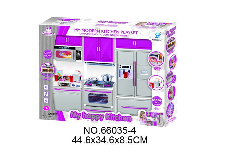 My Modern Kitchen Full Deluxe Kit Battery Operated Kitchen Playset: Refrigerator, Stove, Microwave