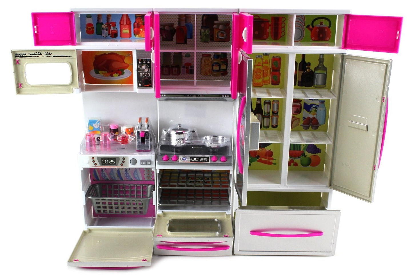 My Modern Kitchen Full Deluxe Kit Battery Operated Kitchen Playset: Refrigerator, Stove, Microwave