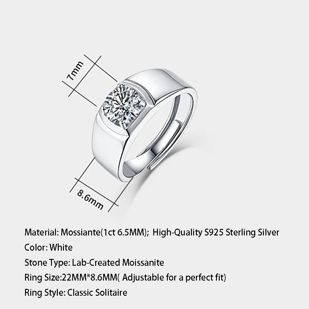 A Timeless Treasure: Classic 1ct 6.5MM Moissanite in S925 Silver(GZJZ-R10283-6.5MM)