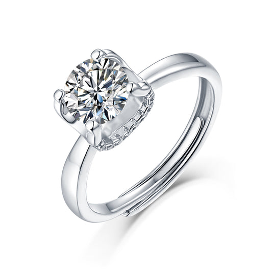 Women's Classic 1ct 6.5MM Moissanite Engagement Ring in S925 Silver(GZJZ-R10336-6.5MM)