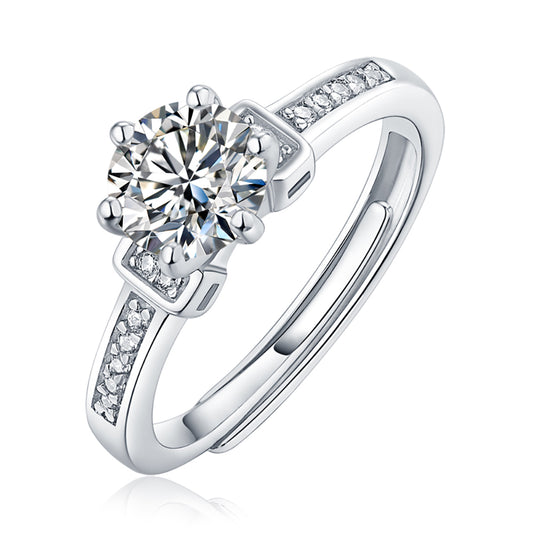 Women's 1ct 6.5MM Moissanite and silver promise ring with timeless sparkle(GZJZ-R10673-6.5MM)