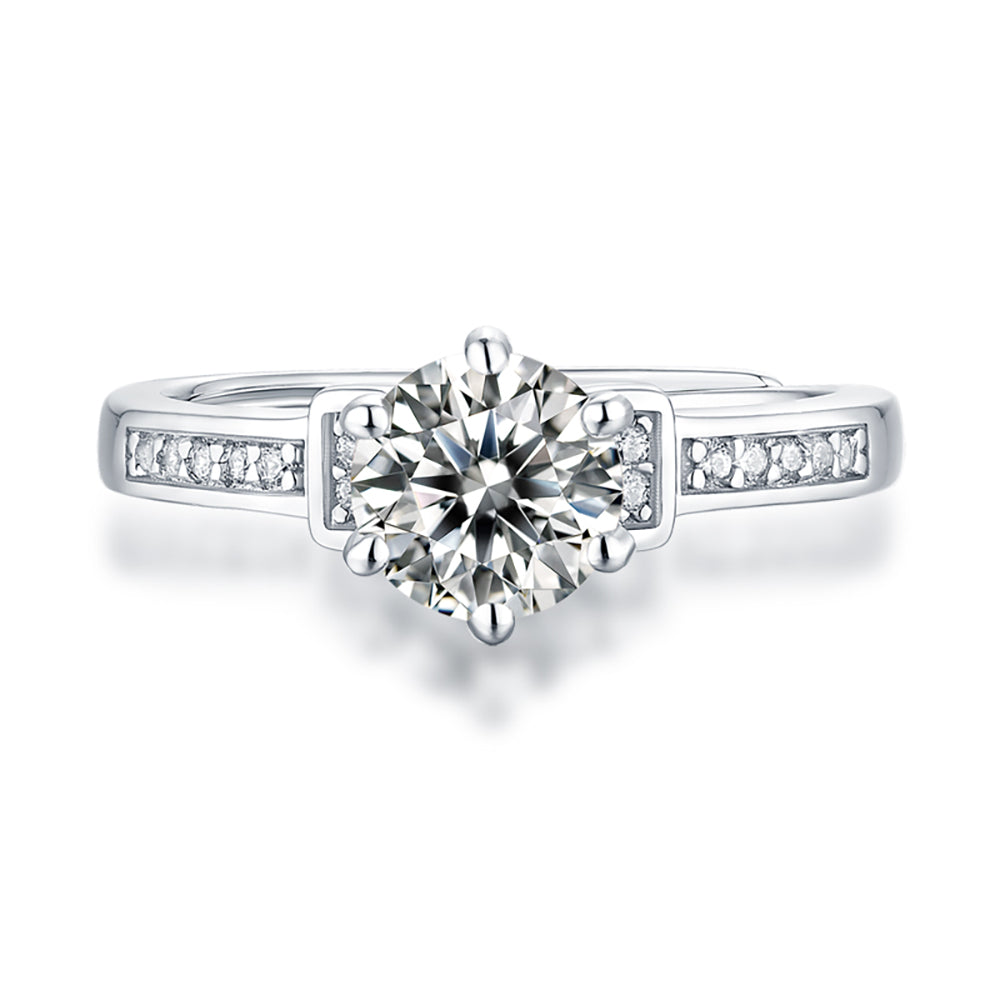 Women's 1ct 6.5MM Moissanite and silver promise ring with timeless sparkle(GZJZ-R10673-6.5MM)