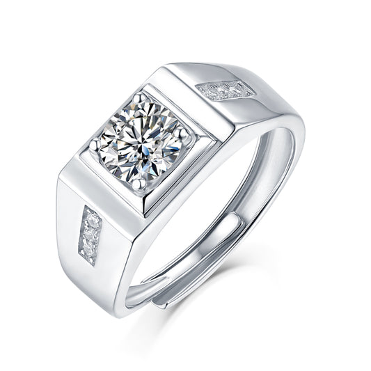 1ct 6.5MM Moissanite solitaire with silver band, Eternal Spark(GZJZ-R10679-6.5MM)