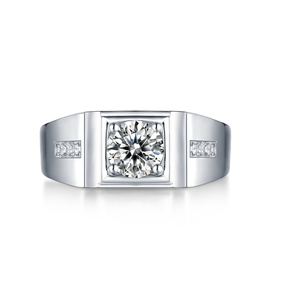 1ct 6.5MM Moissanite solitaire with silver band, Eternal Spark(GZJZ-R10679-6.5MM)