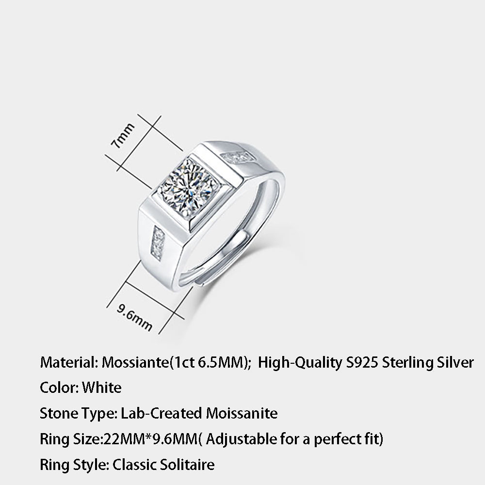 1ct 6.5MM Moissanite solitaire with silver band, Eternal Spark(GZJZ-R10679-6.5MM)