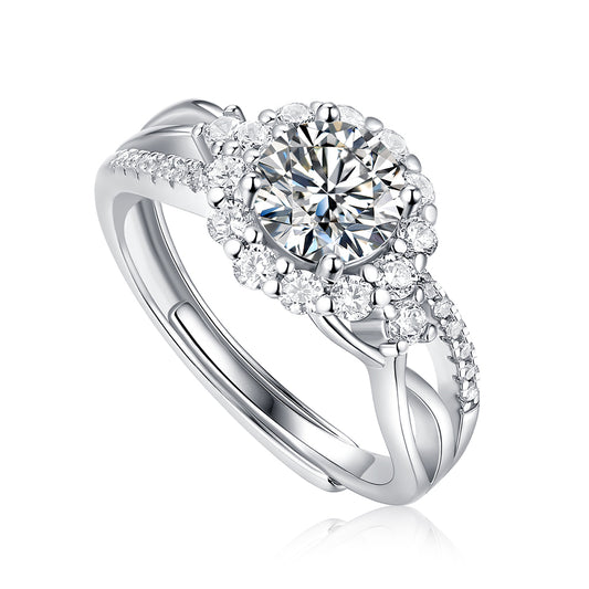 Women's Silver solitaire 1ct 6.5MM Moissanite ring with affordable elegance(GZJZ-R10717-6.5MM)