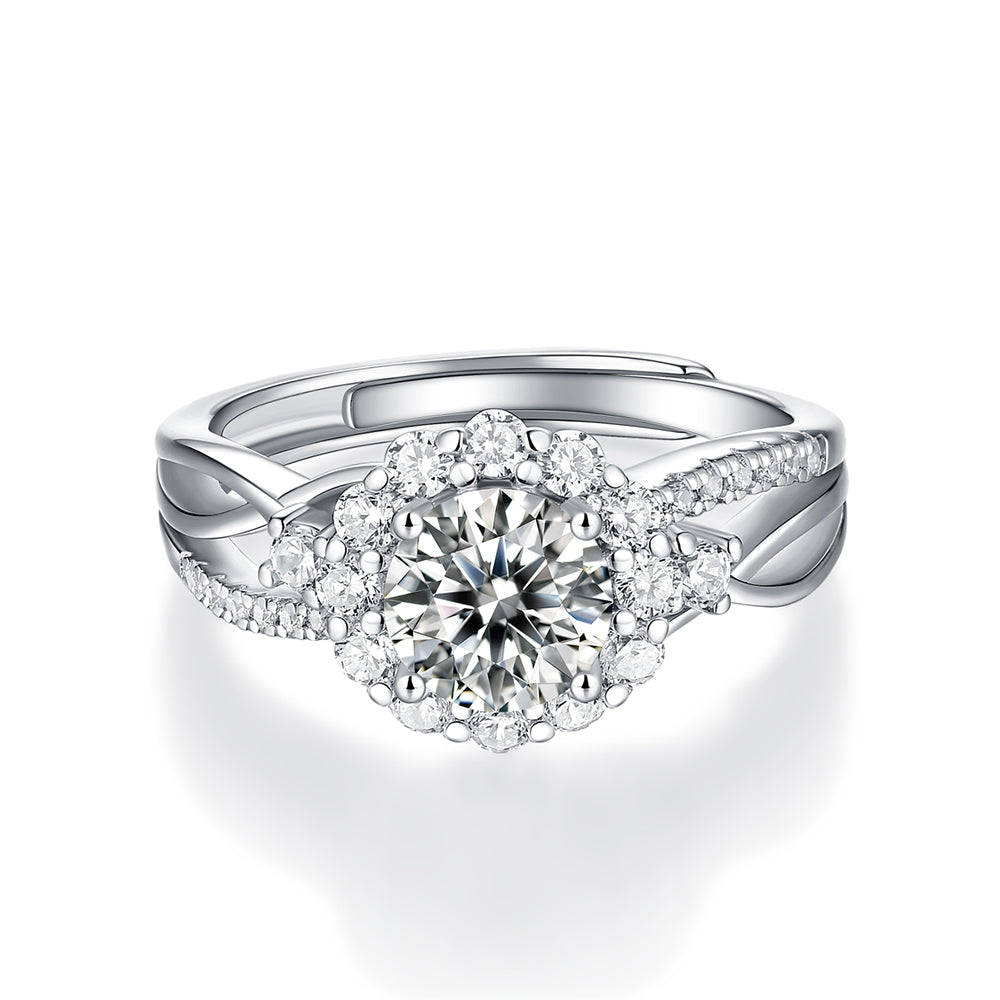 Women's Silver solitaire 1ct 6.5MM Moissanite ring with affordable elegance(GZJZ-R10717-6.5MM)