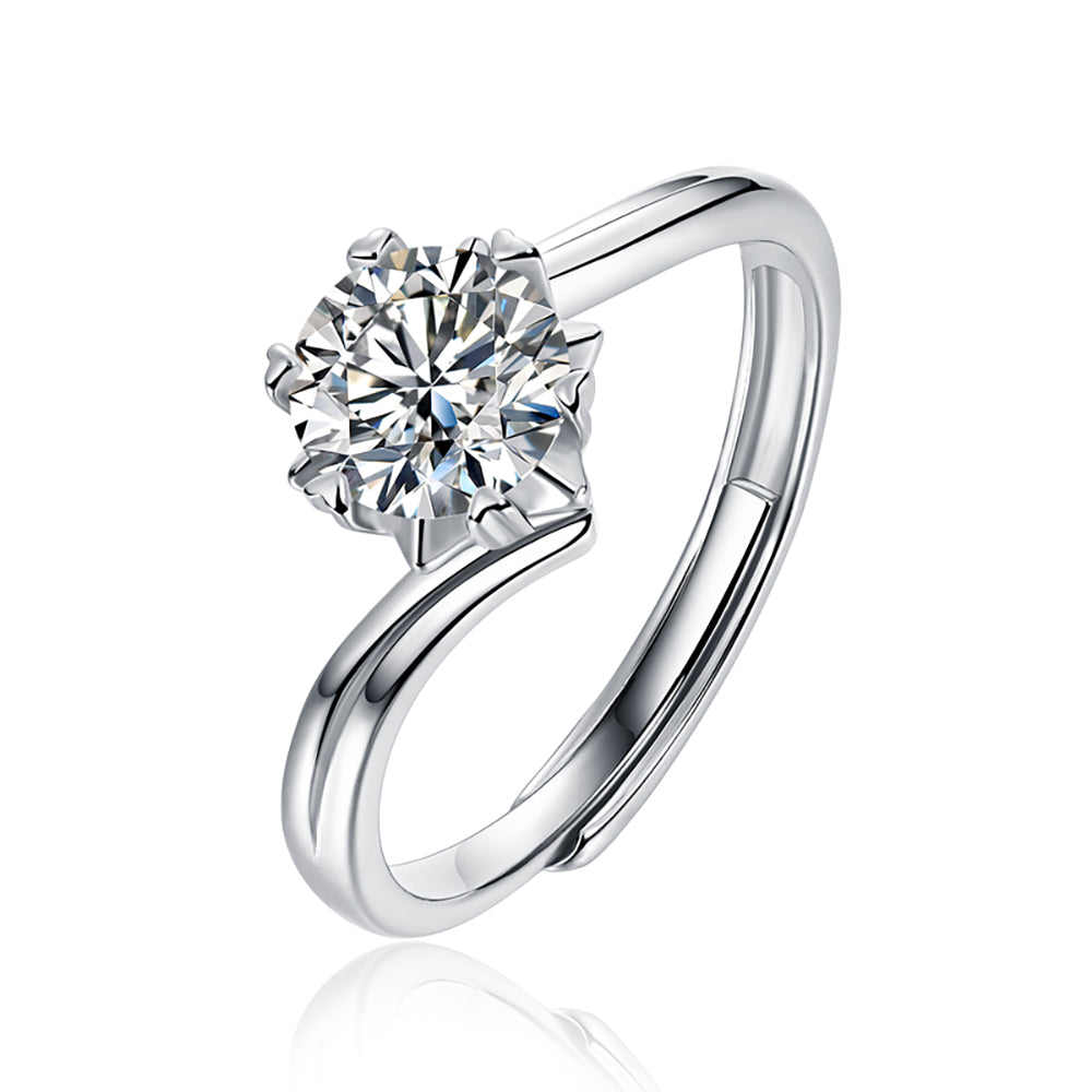 Women's Stunning Simplicity: 1ct 6.5MM Moissanite Solitaire in Sterling Silver(GZJZ-R10722-6.5MM)