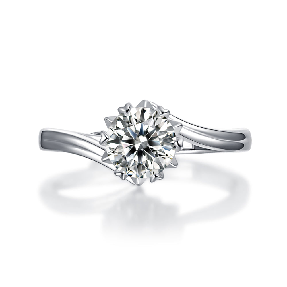 Women's Stunning Simplicity: 1ct 6.5MM Moissanite Solitaire in Sterling Silver(GZJZ-R10722-6.5MM)