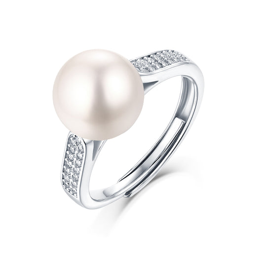 Sterling silver ring with luminous pearl, "Pearl of Perfection"(GZJZ-R10731)