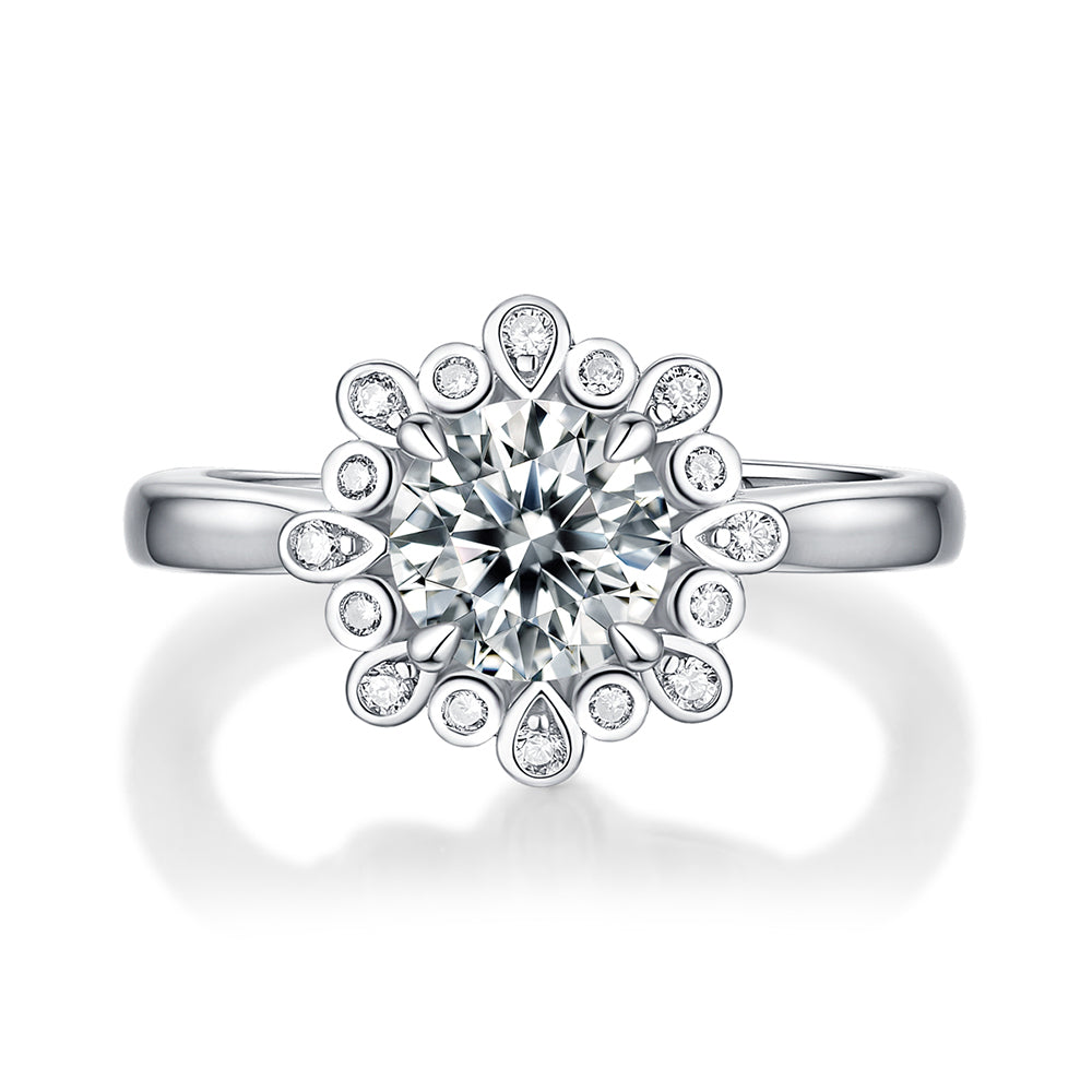 Women's Sterling silver 1ct 6.5MM moissanite engagement ring with radiant beauty(GZJZ-R10768-6.5MM)