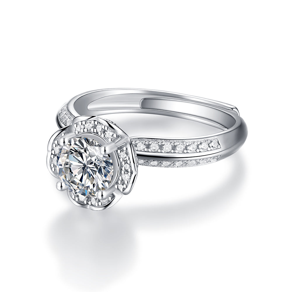 Women's 1ct 6.5MM Moissanite solitaire with silver band, Eternal Spark(GZJZ-R10769-6.5MM)