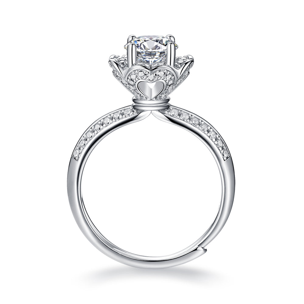 Women's 1ct 6.5MM Moissanite solitaire with silver band, Eternal Spark(GZJZ-R10769-6.5MM)