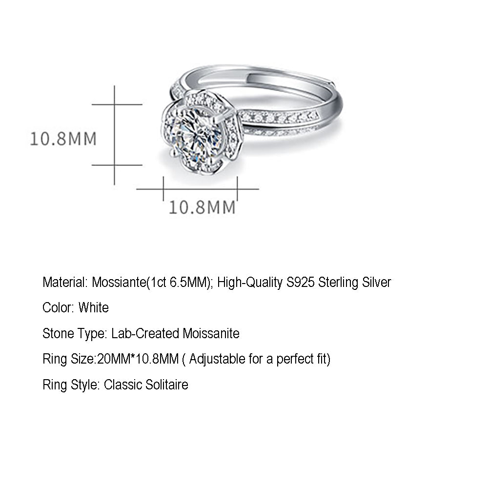 Women's 1ct 6.5MM Moissanite solitaire with silver band, Eternal Spark(GZJZ-R10769-6.5MM)